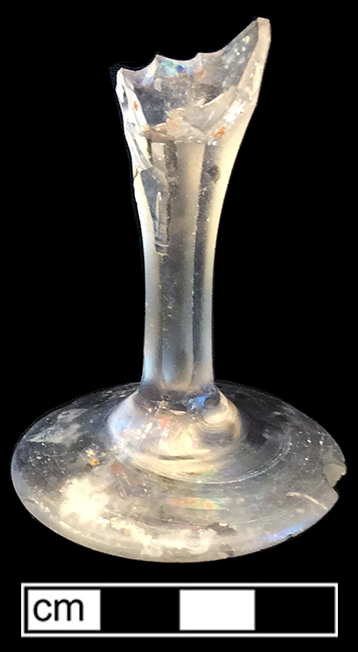 Colorless leaded glass wine glass with hexagonal fluted stem and unfinished pontil. Foot diameter:  2.5” - 18BC33